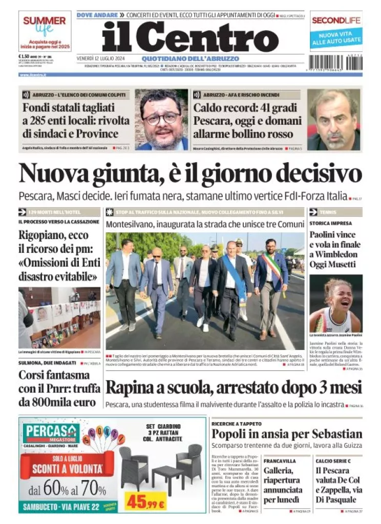 Prima-pagina-il centro-oggi-edizione-del-2024-07-12